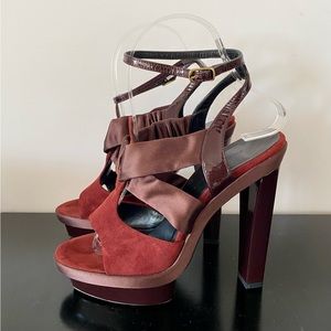 Balenciaga Burgundy Strappy Platform Heels